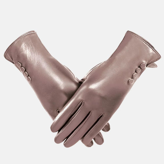 Winter Gloves PU Leather Gloves for Women, Warm Thermal Windproof Gloves with Wool Lining