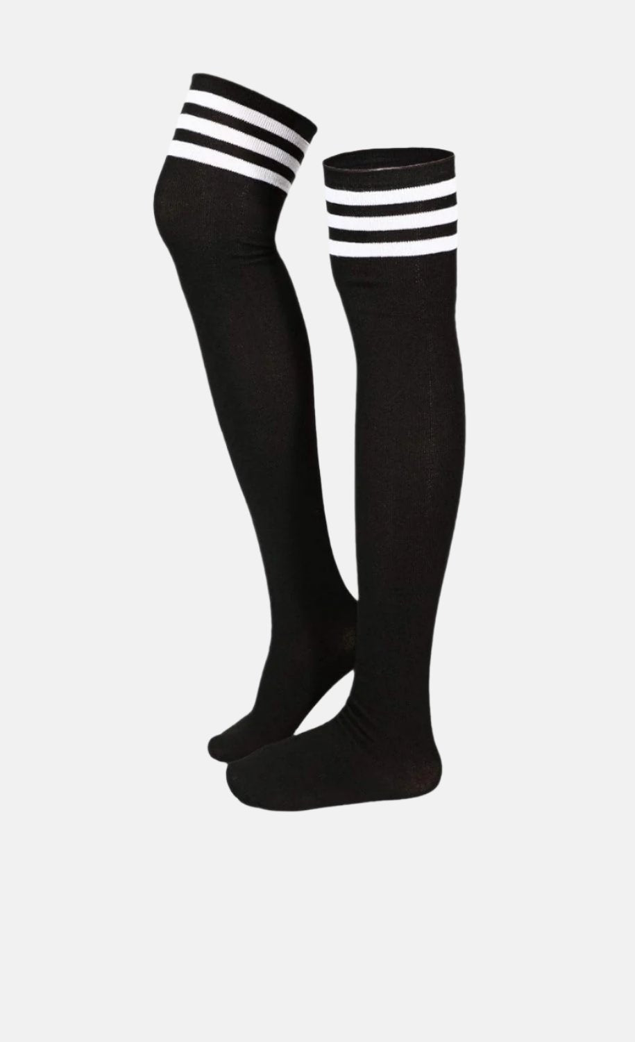 3 Pairs Knee High Socks Thigh High Socks Triple Stripe over the Knee Socks Long Opaque Thigh High Stockings